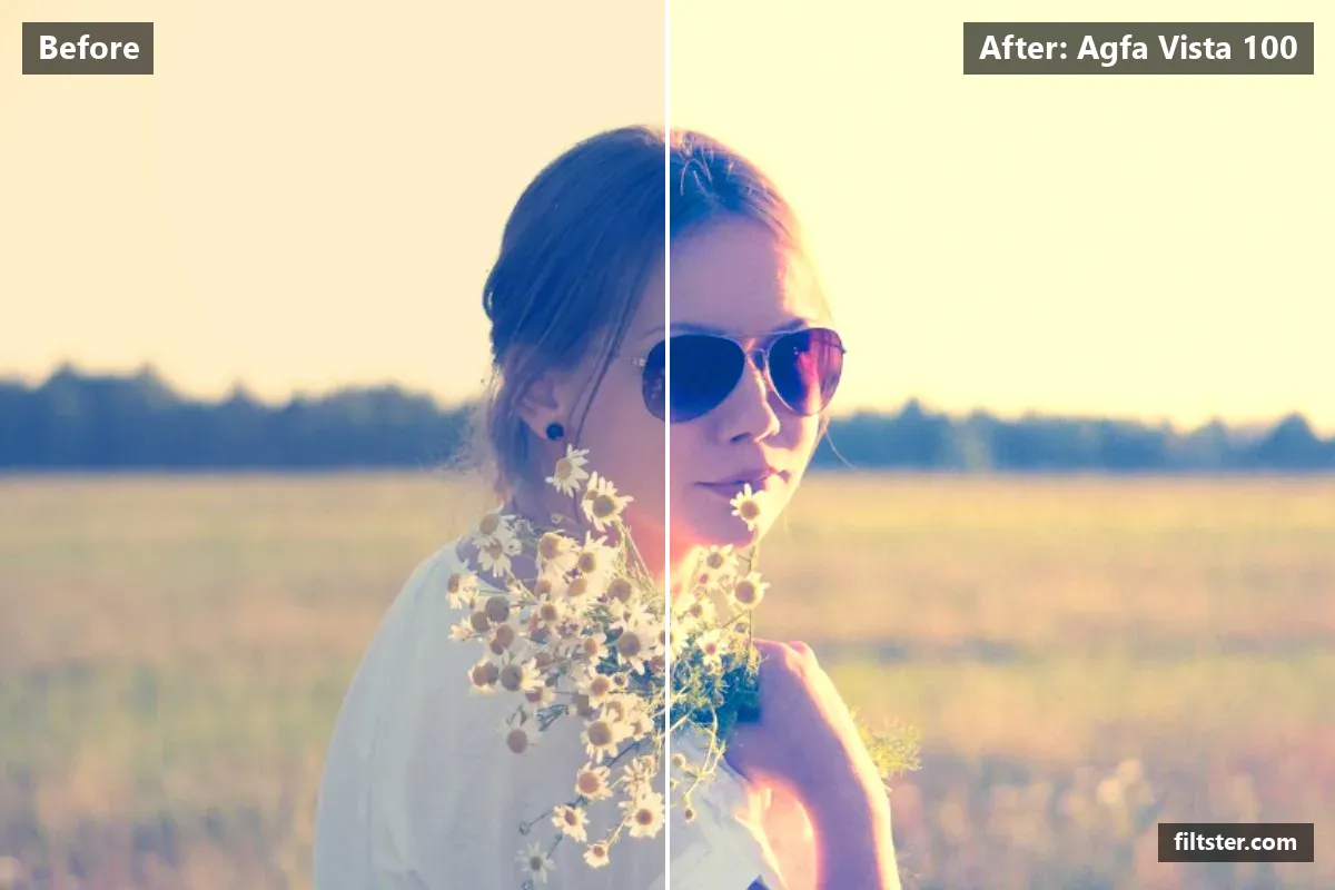 Agfa Vista 100 filter before and after. A subtle, balanced colour treatment that keeps the photo natural.