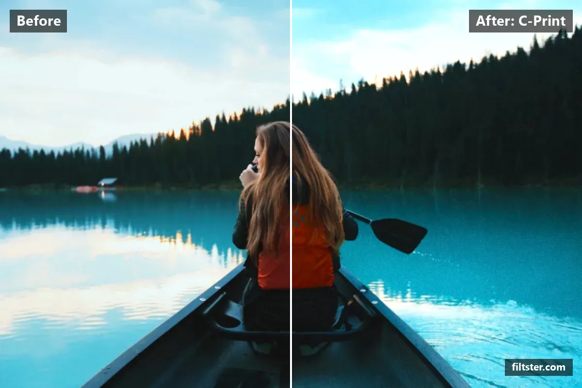 C-Print filter before and after. Adds strong contrast and adds film grain.