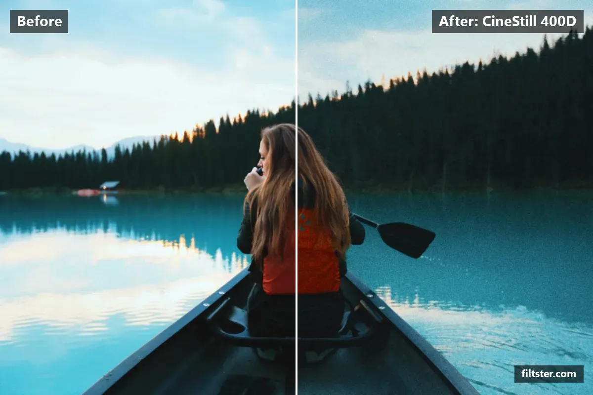 CineStill 400D filter before and after. Recovers bright highlights and adds film grain.