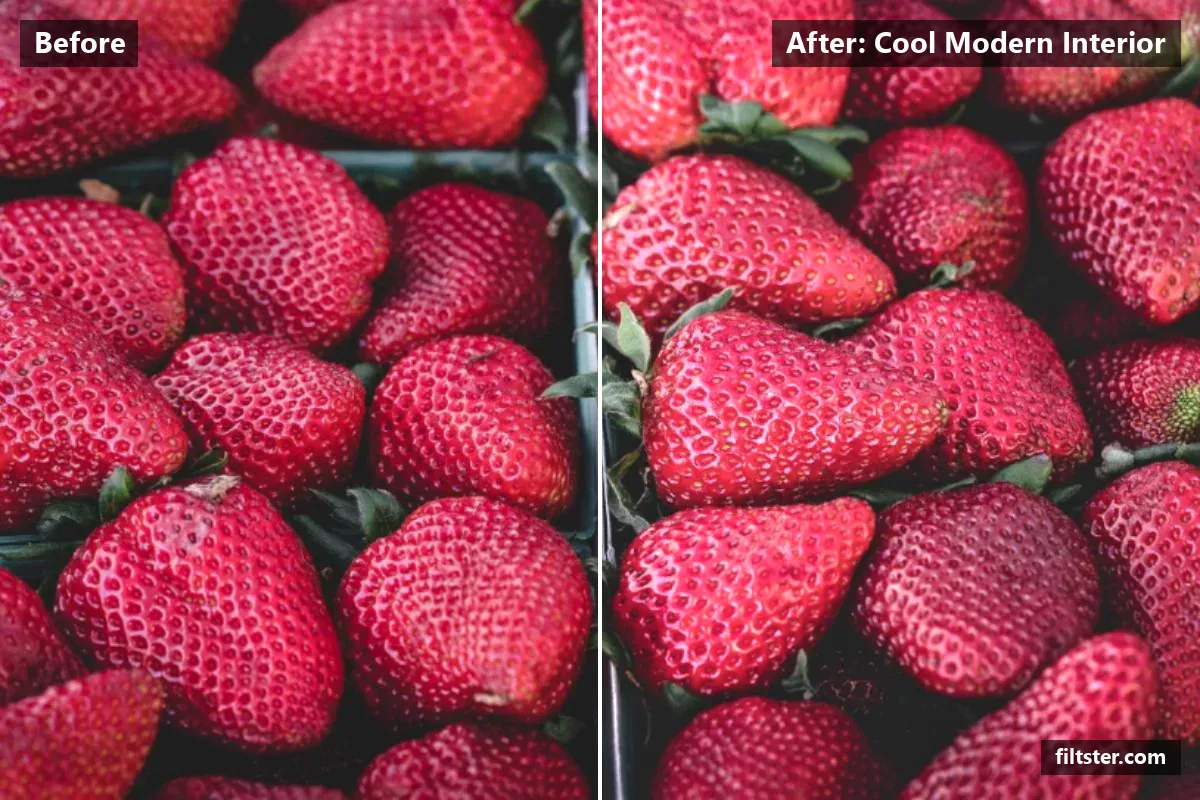 Cool Modern Interior filter before and after. Brightens the whole frame.