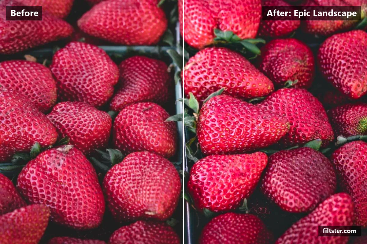 Epic Landscape filter before and after. Adds strong contrast and recovers bright highlights.
