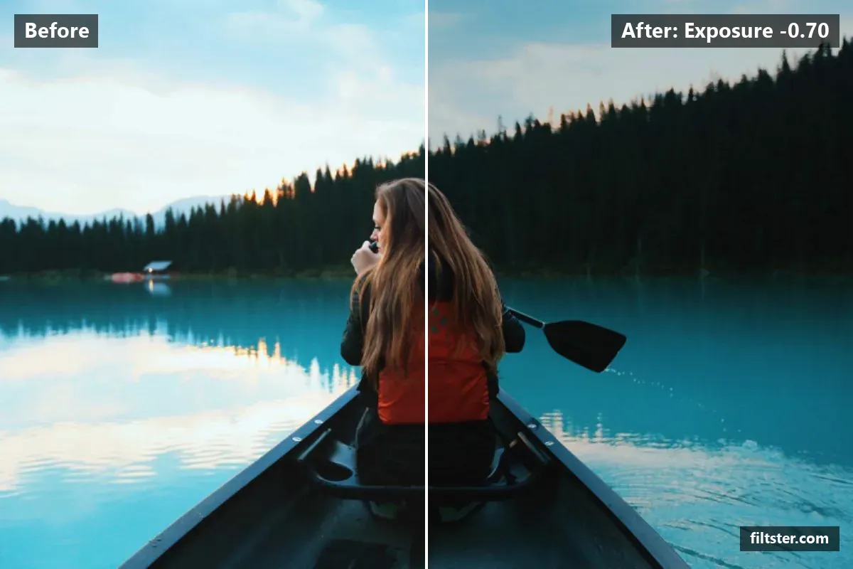 Exposure -0.70 filter before and after. Darkens the exposure for a moodier feel.