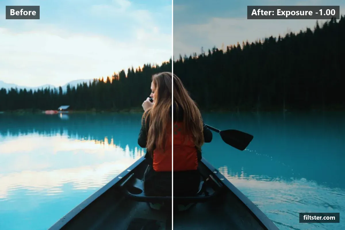 Exposure -1.00 filter before and after. Darkens the exposure for a moodier feel.