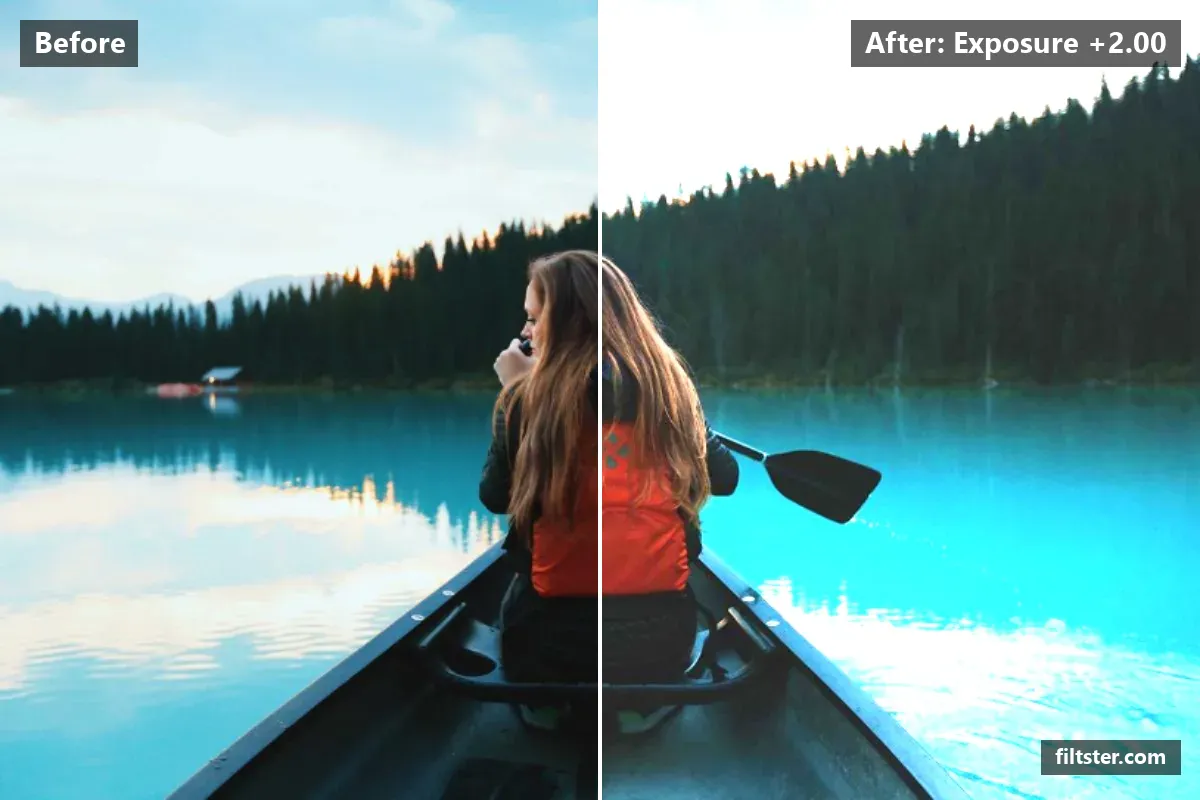 Exposure +2.00 filter before and after. Brightens the whole frame.