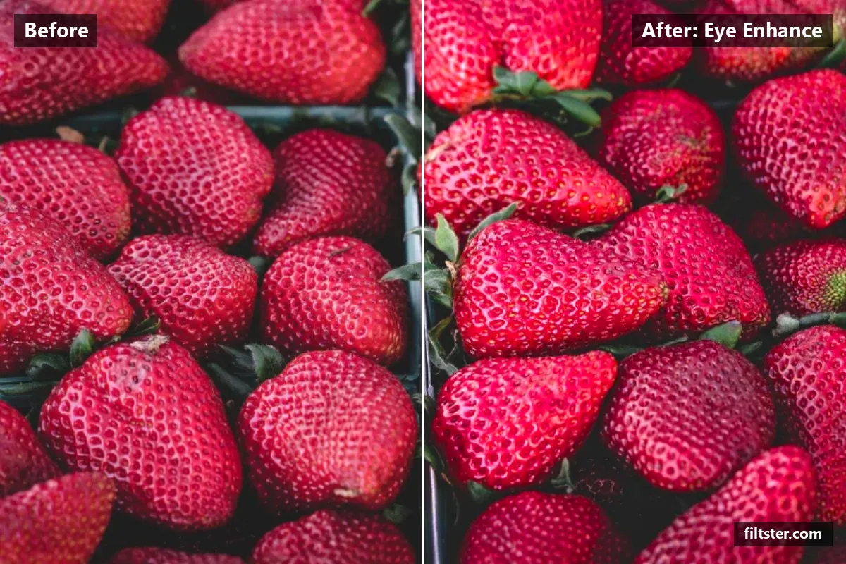 Eye Enhance filter before and after. A subtle, balanced colour treatment that keeps the photo natural.