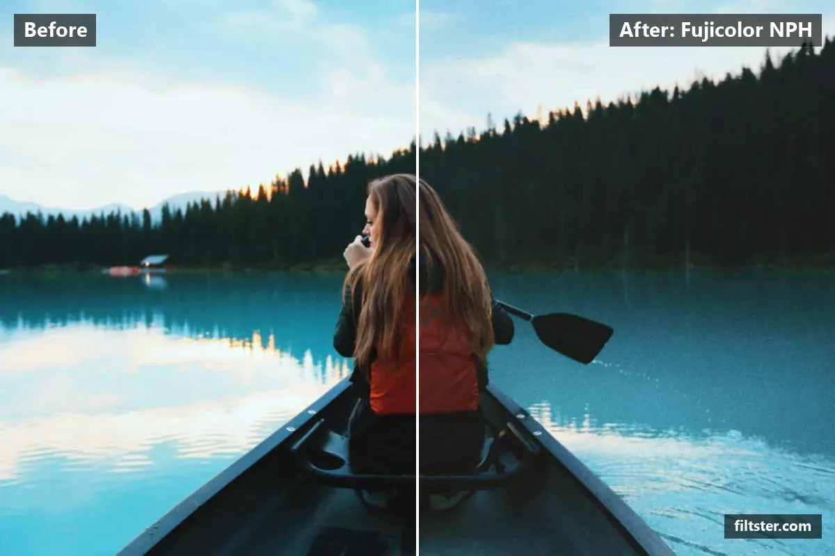 Fujicolor NPH filter before and after. Recovers bright highlights and adds film grain.