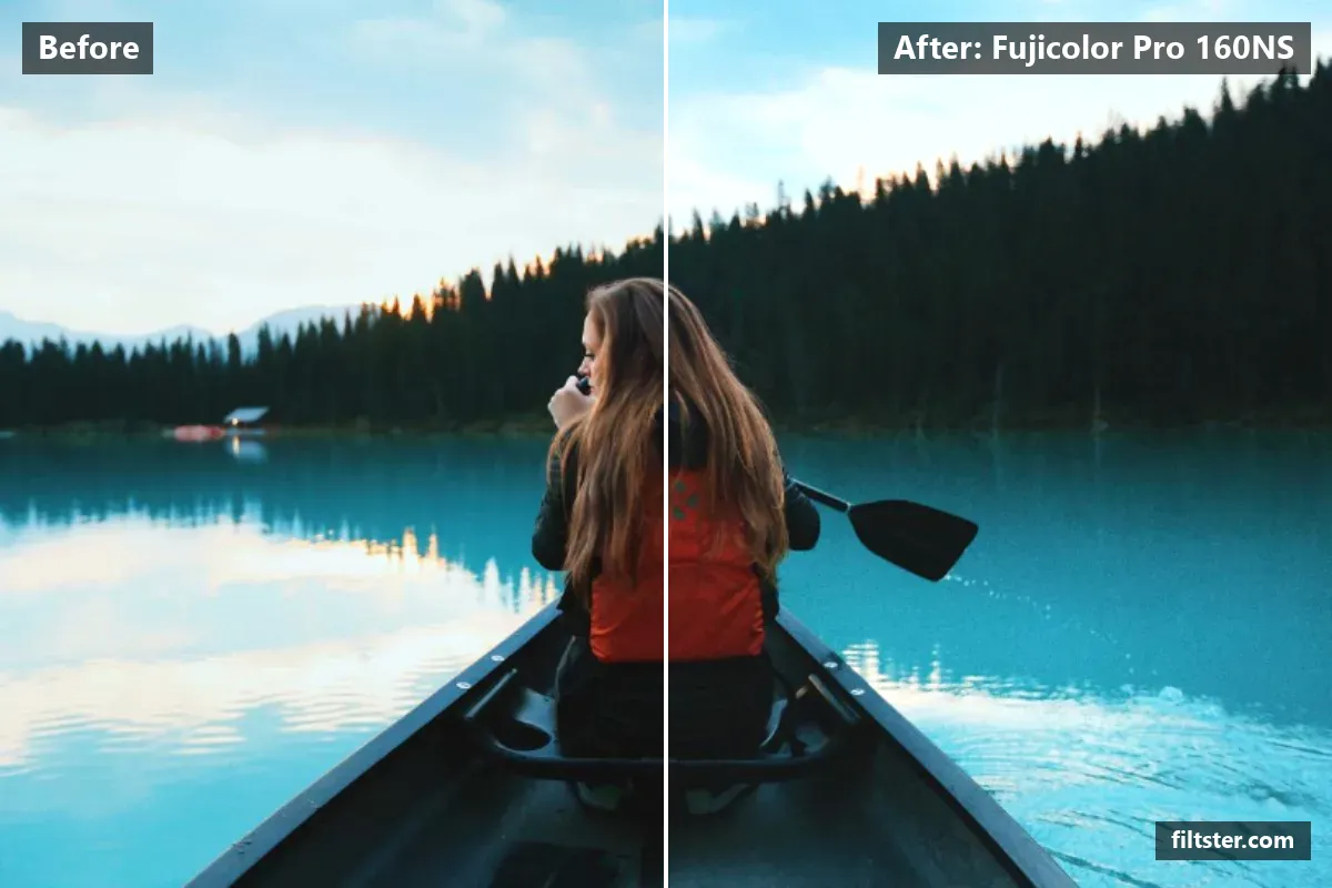 Fujicolor Pro 160NS filter before and after. Brightens the whole frame and adds film grain.