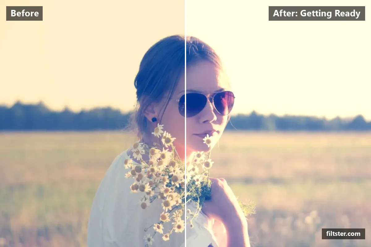 Getting Ready filter before and after. Brightens the whole frame, opens up the shadows and recovers bright highlights.