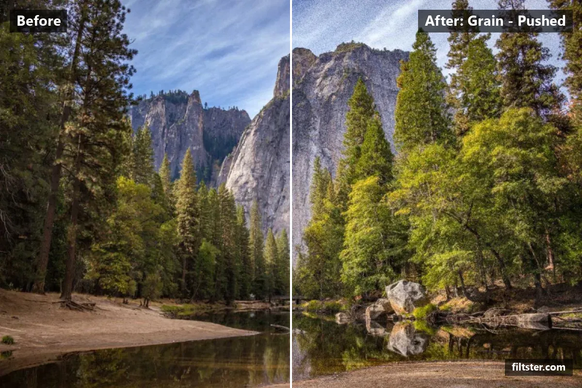 Grain - Pushed filter before and after. Adds film grain.