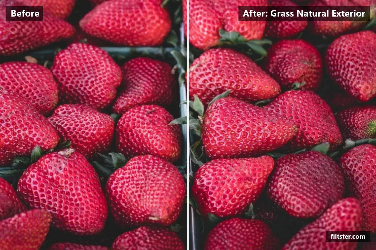 Grass Natural Exterior filter before and after. Recovers bright highlights.