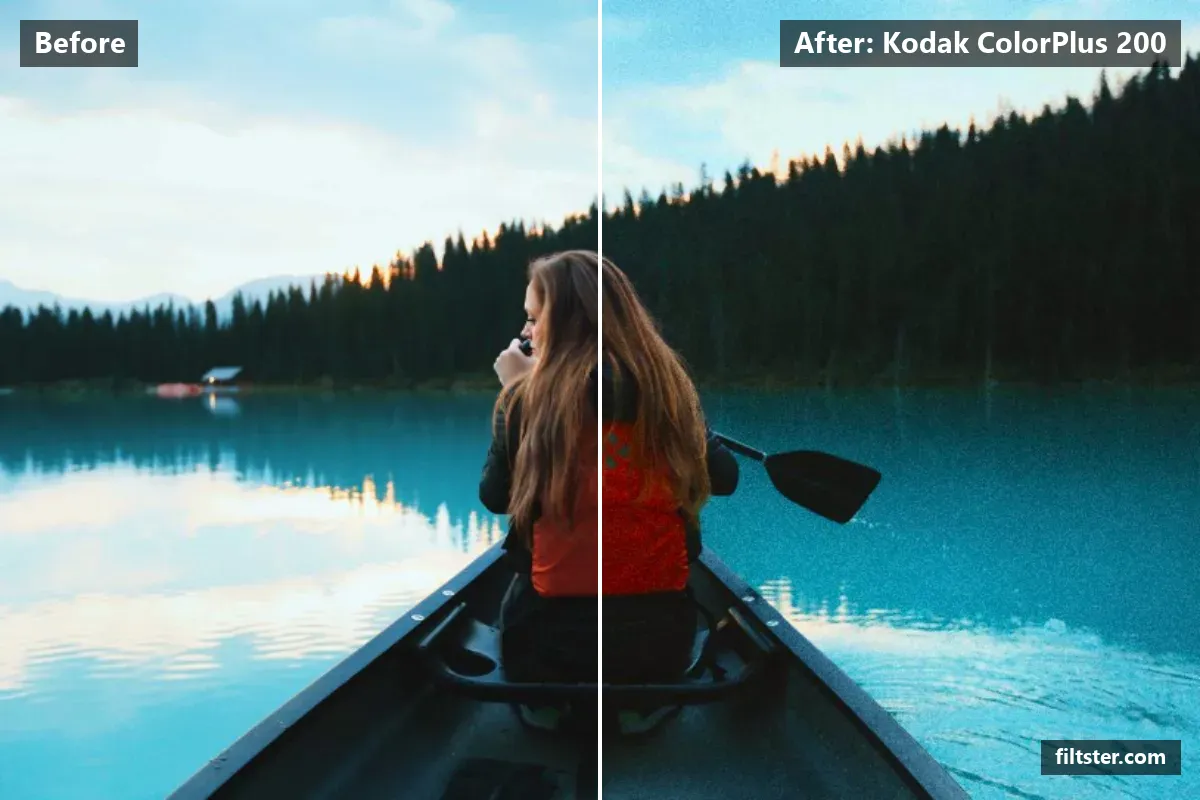 Kodak ColorPlus 200 filter before and after. Adds film grain.