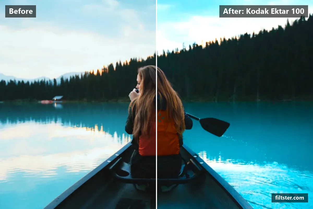 Kodak Ektar 100 filter before and after. Adds strong contrast.