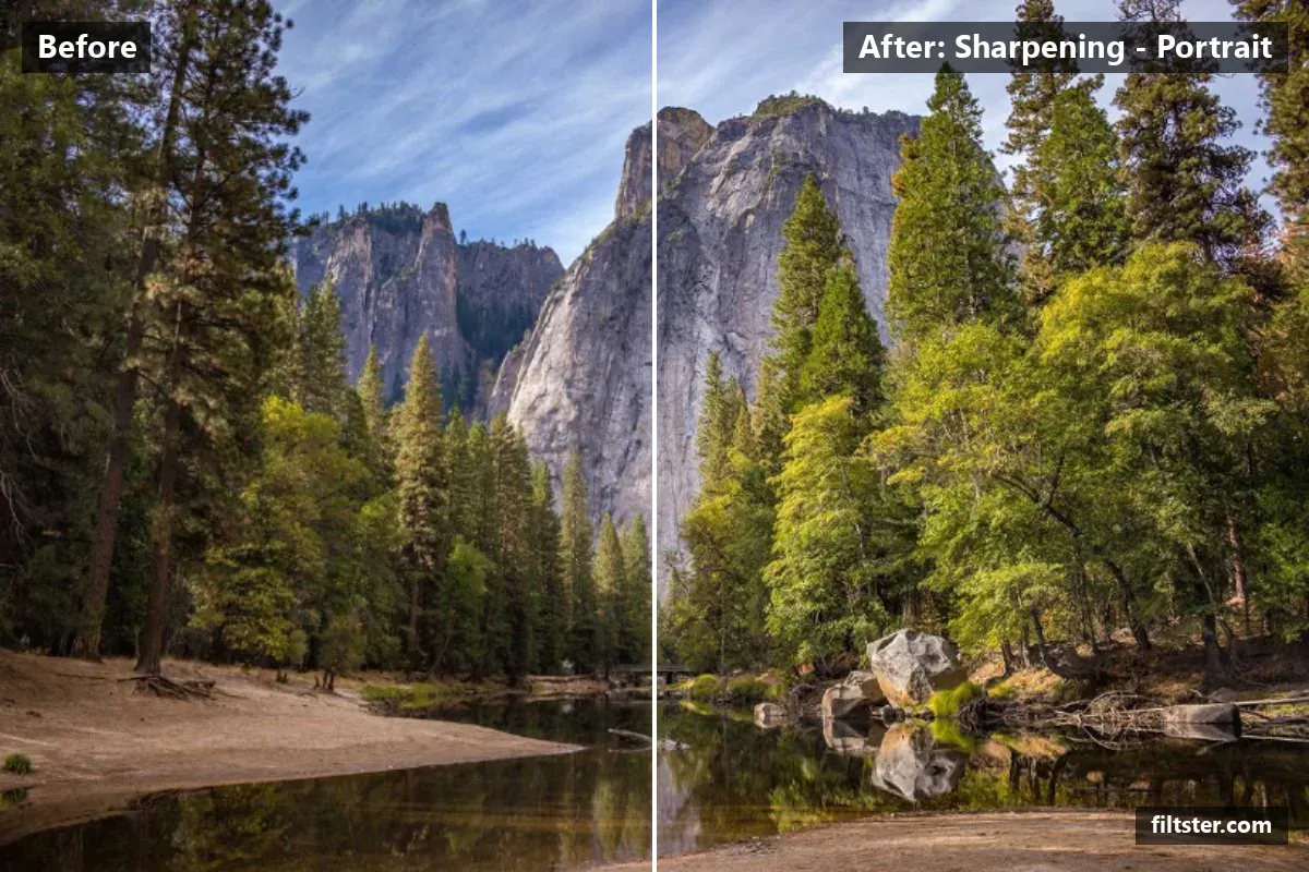 Sharpening - Portrait filter before and after. A subtle, balanced colour treatment that keeps the photo natural.