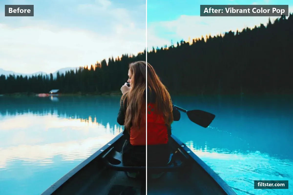 Vibrant Color Pop filter before and after. Lifts the blacks for a faded, matte finish and makes colours more vivid.